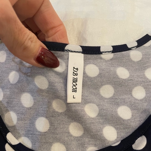 DB Moon black white polka dot midi short sleeve dress large - Picture 4 of 9